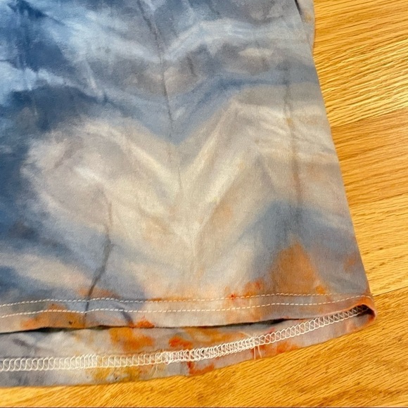 Tie Dye Tshirt Vneck Blue Gray Burnt Orange Diagonal Stars Unisex S - Picture 7 of 7